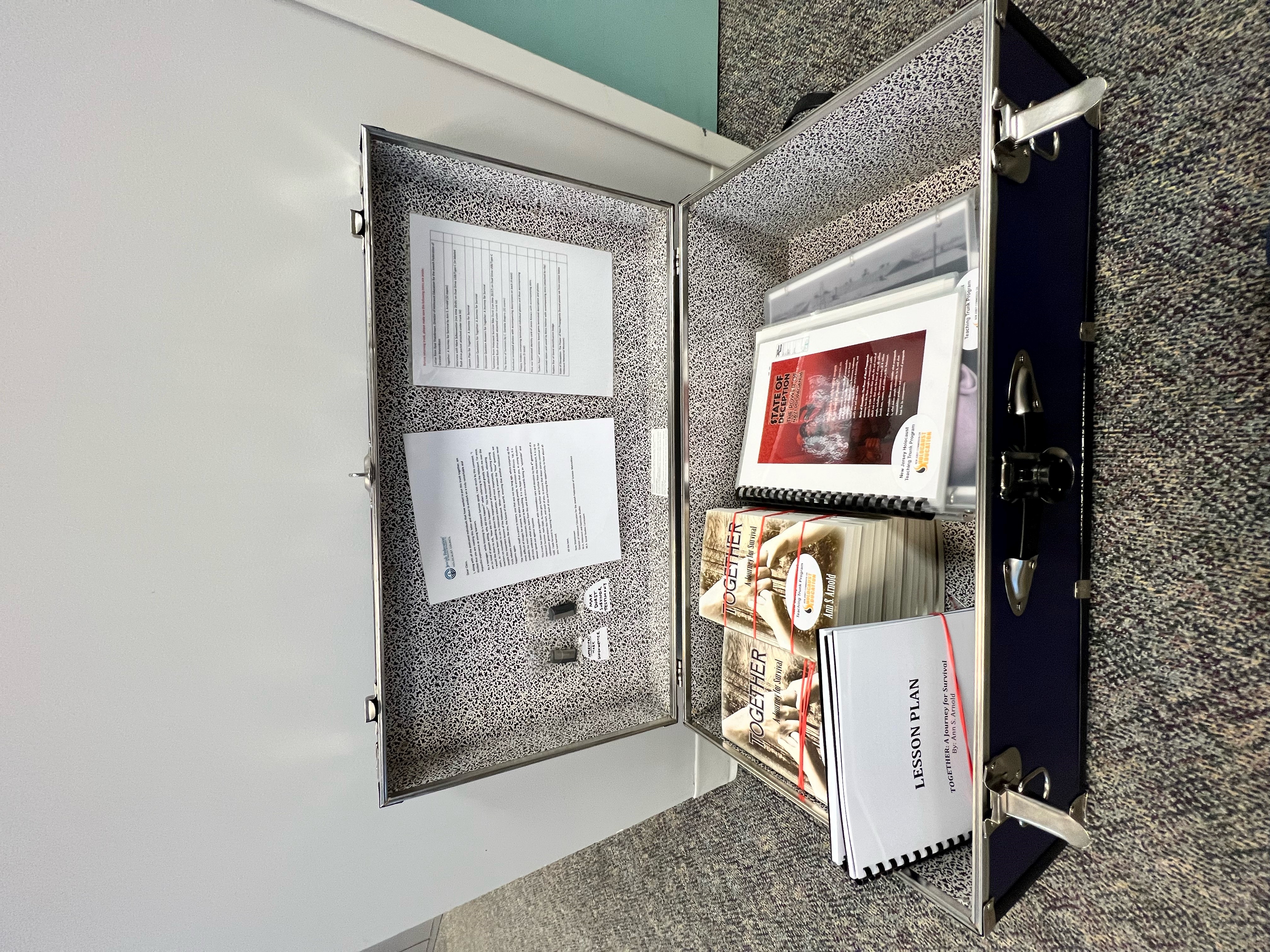 Inside of Holocaust Education Trunk